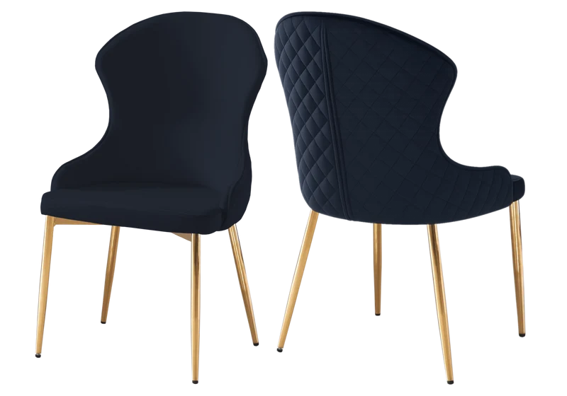 Chaise velours noir capitonnée et or - Hilton x4
