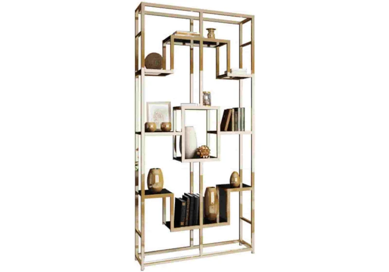 Étagère bibliothèque dorée en verre - Lexa