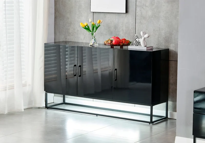 Buffet design laqué noir - Line