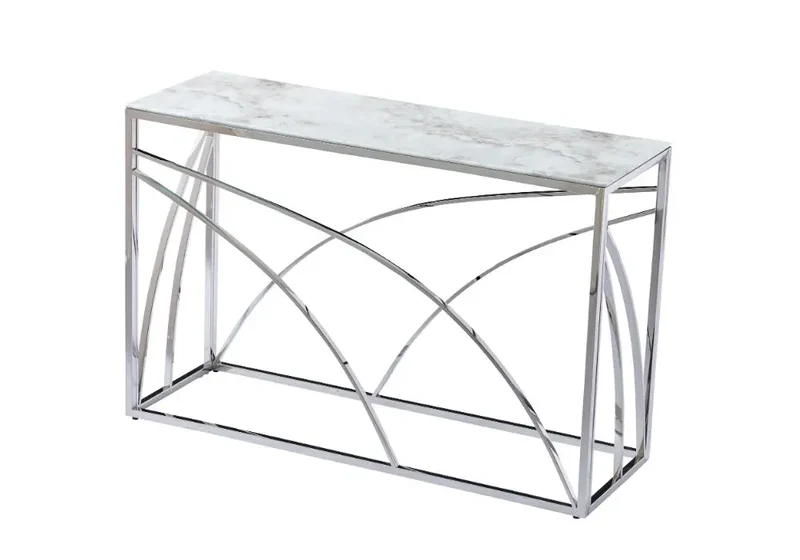 Console design argent marbre blanc - Lexie