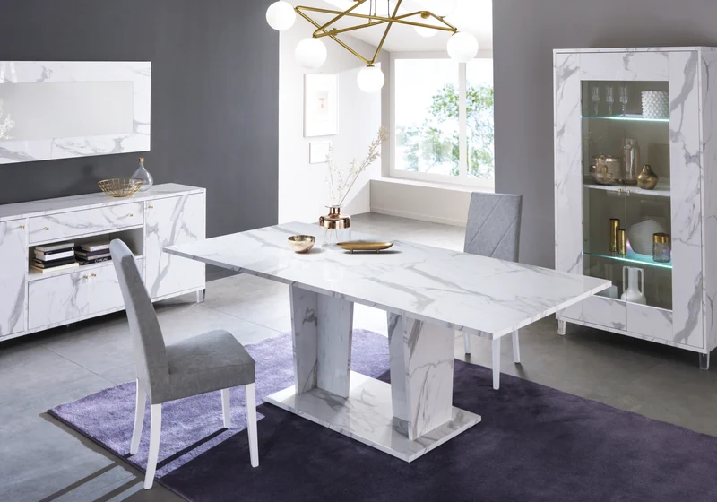 Salle à manger design marbre blanc – VITTORIA