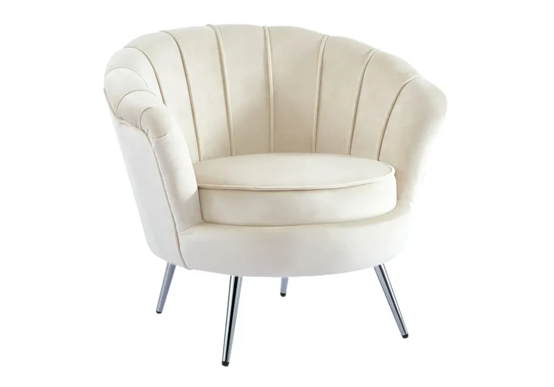 Fauteuil coquillage velours beige - Nymea
