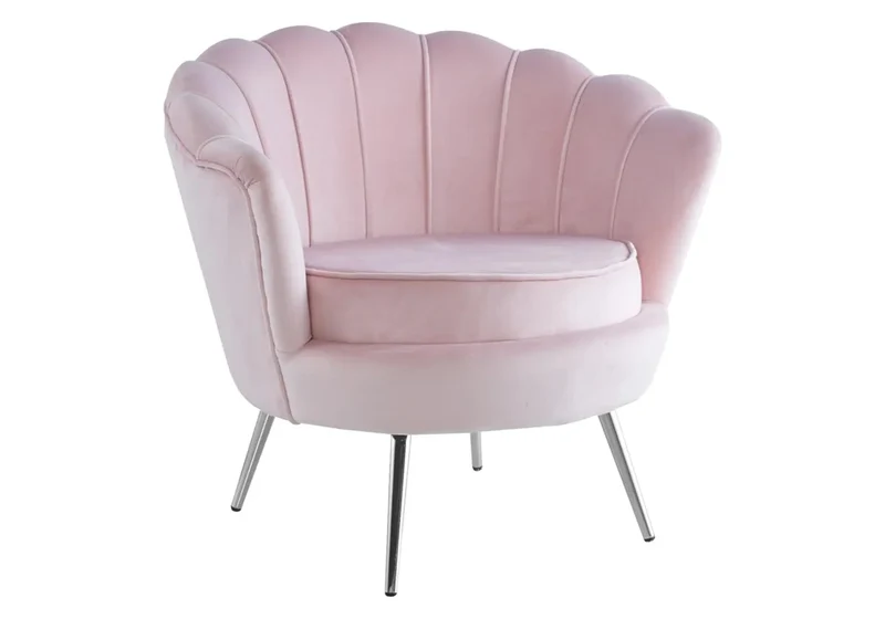 Fauteuil coquillage velours rose - Nymea