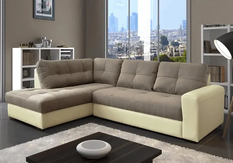 Canapé d'angle modulable convertible taupe - Alex