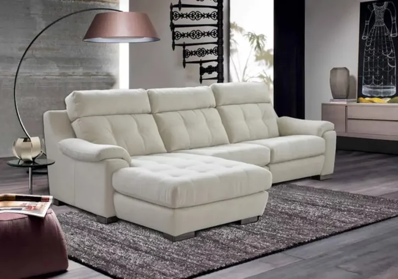 Canapé d'angle modulable en tissu blanc - Marc