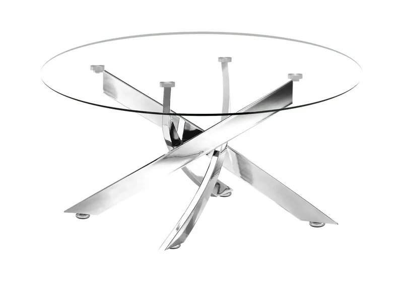 Table basse ronde argentée verre trempé - Joy