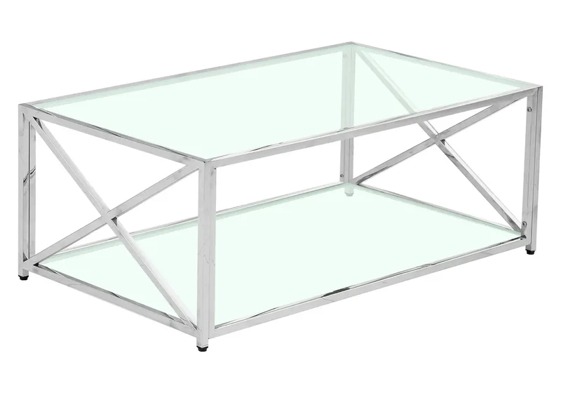 Table basse en verre trempé argent - Enzo