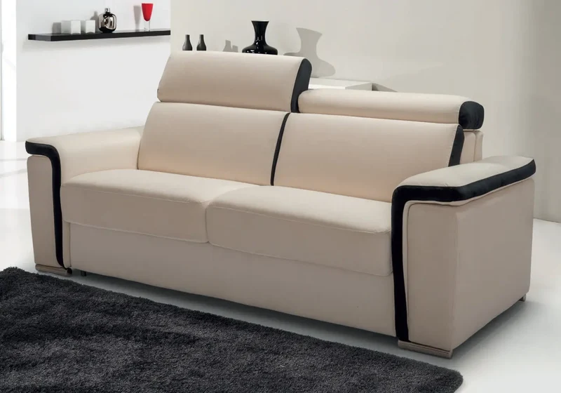 Canapé lit rapido cuir noir blanc PARU