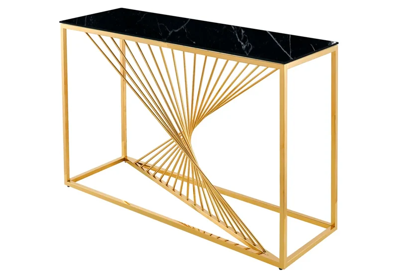 Console dorée marbre noir - Luc