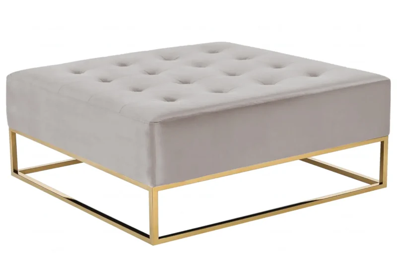 Table basse dorée capitonnée moka - Gwen