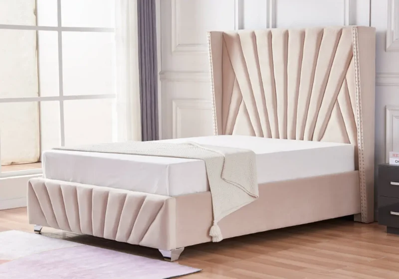 Lit king size velours beige - Diva