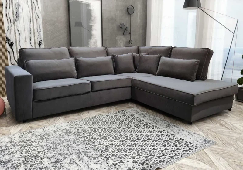 Canapé angle croco taupe - Lea