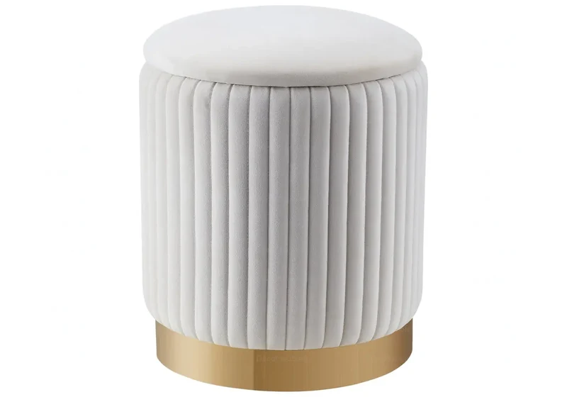 Pouf velours écru coffre - Iris
