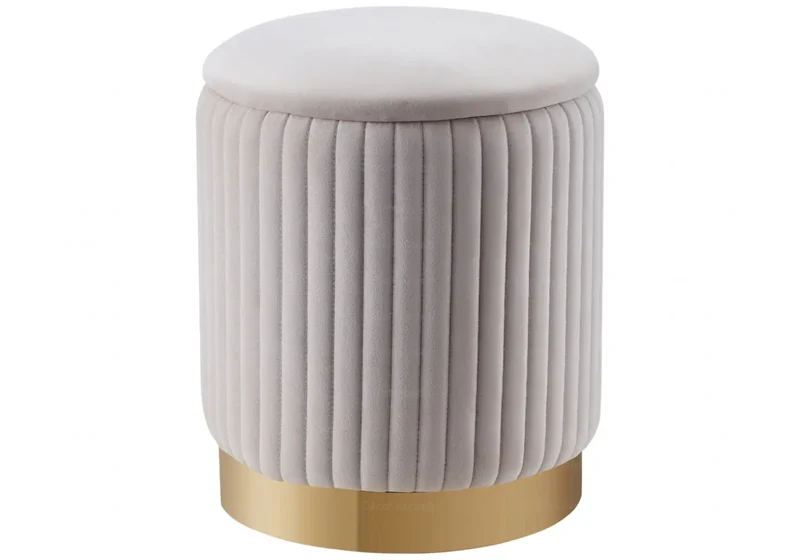 Pouf velours beige coffre - Iris