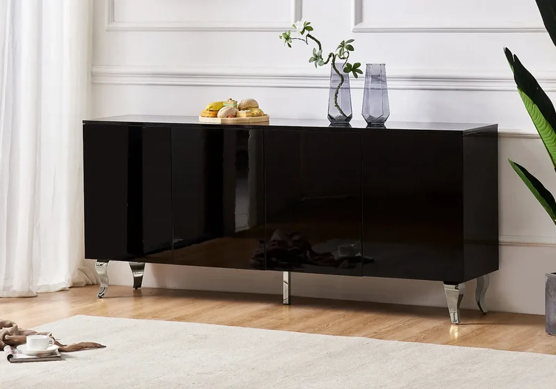 Buffet noir laqué design - Axel