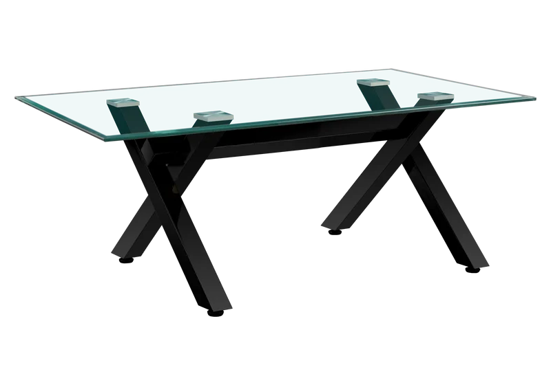 Table basse verre trempé pieds X noirs - Cross