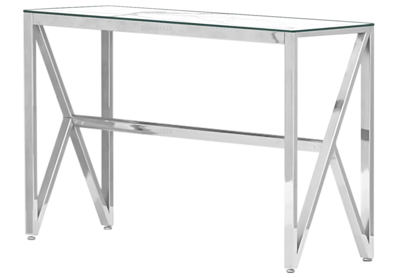 Console argentée marbre blanc - Jessy