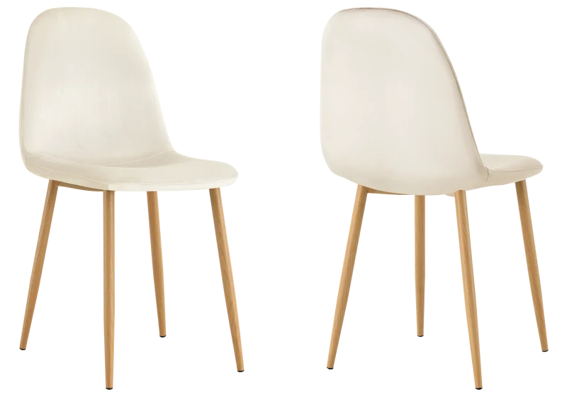 Chaises scandinaves en velours beige - Gina x6