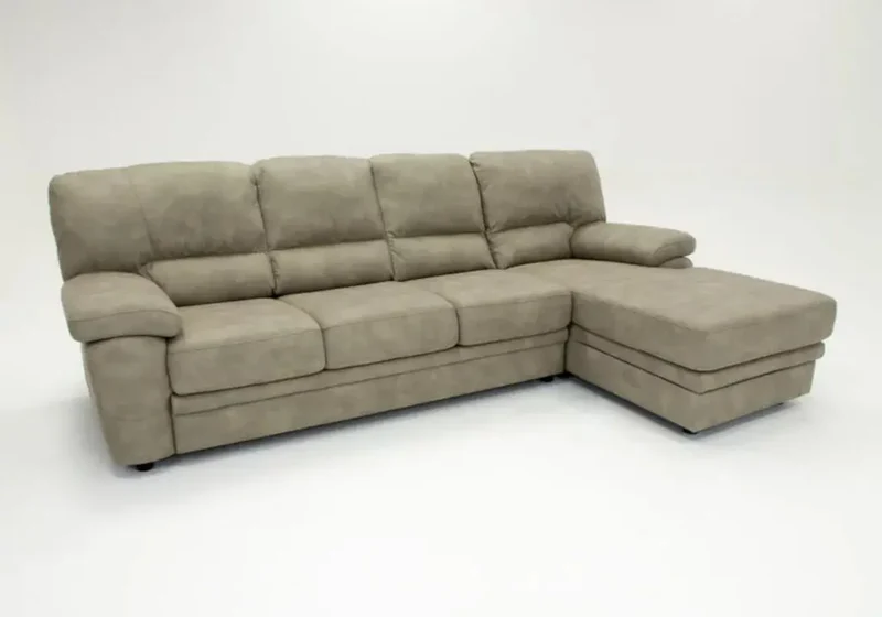Canapé d'angle convertible en tissu taupe - Sibyl
