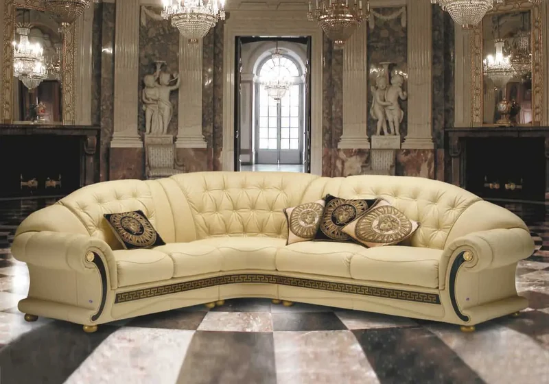 Canapé angle cuir versace gold LOUIS