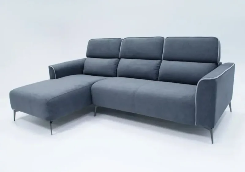 Canapé d'angle modulable en tissu gris - Flora