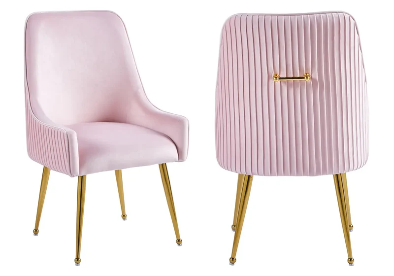 Fauteuil de table velours rose poignée dorée - Opus x2