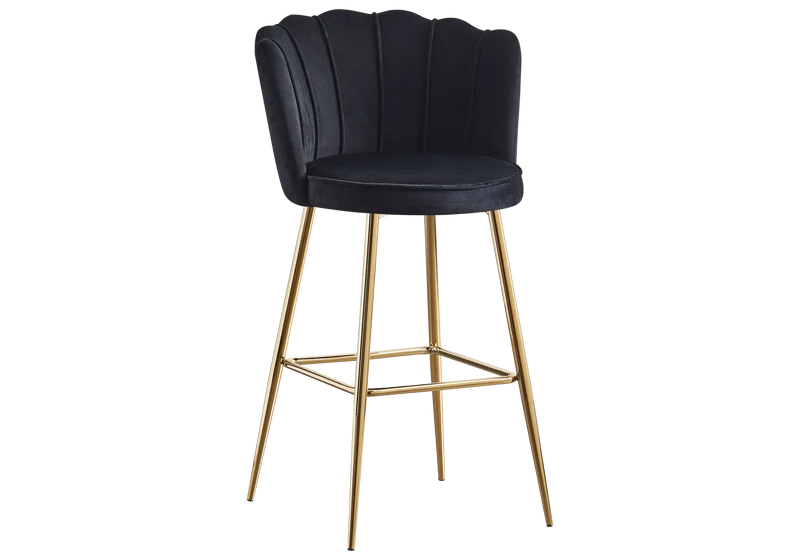 Chaise de bar design coquillage velours noir - Nymea x2