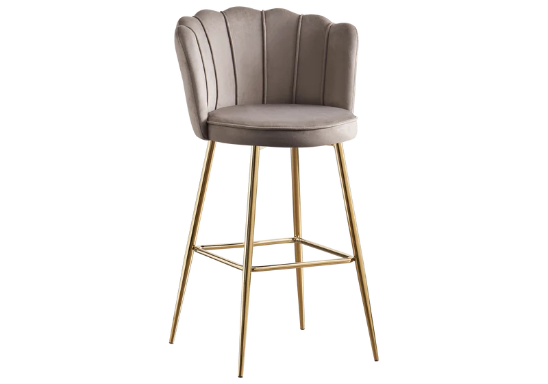 Chaise de bar design coquillage velours taupe - Nymea x2