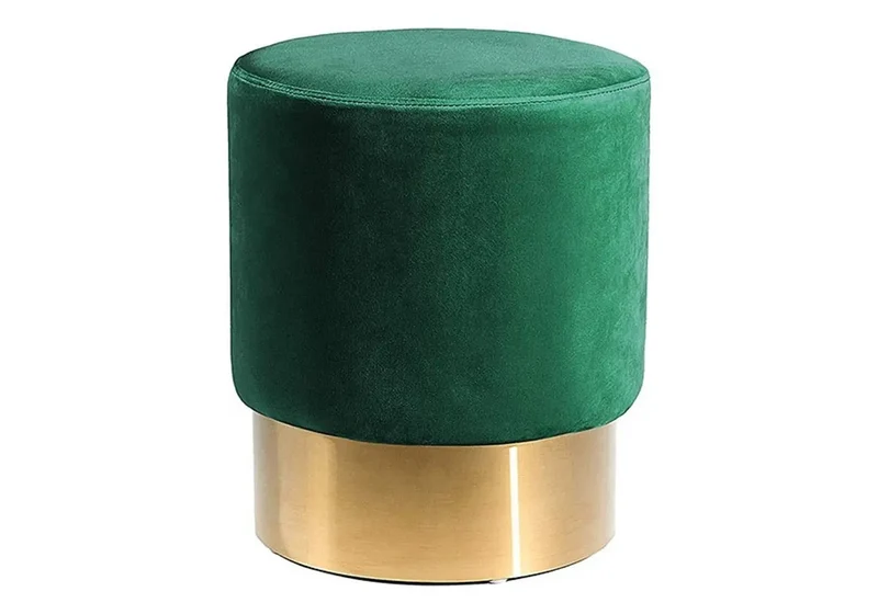Pouf design doré velours vert - Lisy