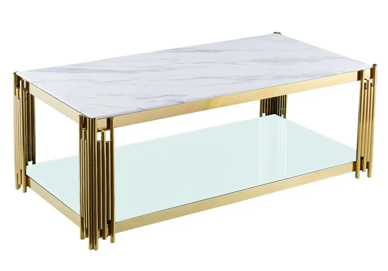 Table basse doré marbre blanc - Eve