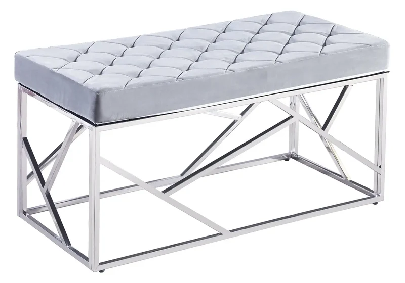 Banc design chromé velours gris - Ilea