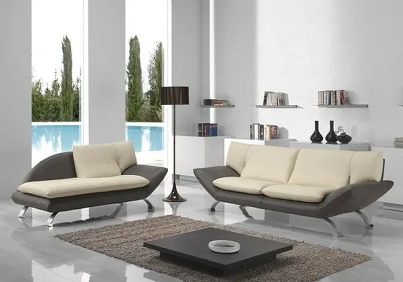 Canapé en cuir design bicolore - Bereni