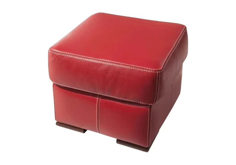 Pouf repose-pieds en cuir rouge - Domino
