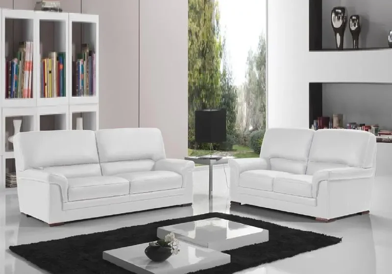 Canapé en cuir design blanc - Anita