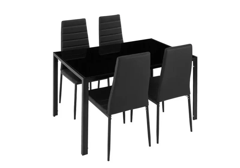 Table repas verre 6 chaises noir - Confo